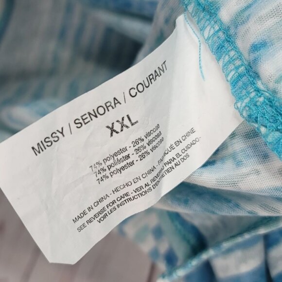 Gloria Vanderbilt Stripe Top Blue Green XXL Pullover Lace Up Sleeve Short Sleeve - Picture 7 of 7